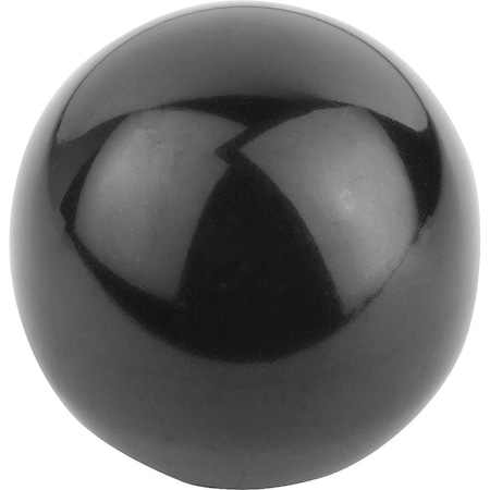 Ball Knob Smooth Version DIN319 Extended, D1=32, D=M08, Form:E Thread, Thermoset Black, Comp:Steel